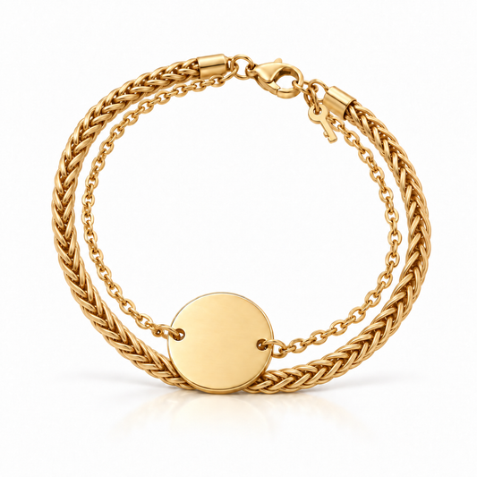 Luna Duo Bracelet with delicate fuller outer braid on white