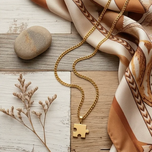 "My Other Half" Puzzle Necklace